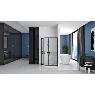 REA Sprchová kabína Look Black 80x100 + Sprchová vanička Look White KPL-K7901 KPL-K7901