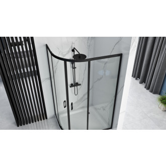 REA Sprchová kabína Look Black 80x100 + Sprchová vanička Look White KPL-K7901 KPL-K7901