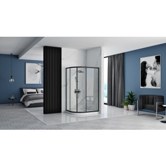 REA Sprchová kabína Look Black 80x100 + Sprchová vanička Look White KPL-K7900 KPL-K7900
