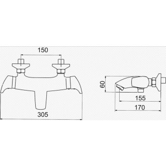 Vaňová batéria Novaservis Metalia 57 bez sprchového setu 150 mm chróm 57920/1.0