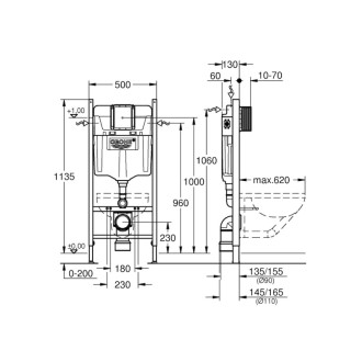 Nádržka do ľahkej steny k WC Grohe Rapid SL 38840000