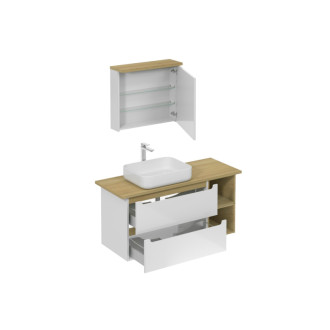 Kúpeľňová zostava s umývadlom vrátane umývadlovej batérie, vtoku a sifónu Naturel Stilla biela lesk KSETSTILLA001