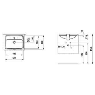 Umývadlo Laufen Pro 49x36 cm otvor pre batériu uprostred H8119664001041
