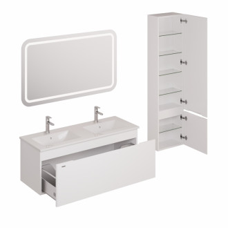 Kúpeľňová zostava s umývadlom vrátane umývadlovej batérie, vtoku a sifónu Naturel Ancona biela KSETANCONA7