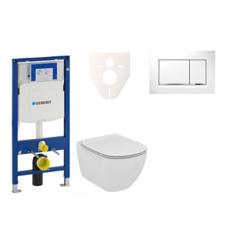 Cenovo zvýhodnený závesný WC set Geberit do ľahkých stien / predstenová montáž + WC Ideal Standard Tesi 111.300.00.5NF5
