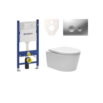 Cenovo zvýhodnený závesný WC set Geberit do ľahkých stien / predstenová montáž + WC SAT Brevis SIKOGES7W3