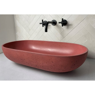 Umývadlo na dosku SAT Cemento 65x35 cm terakota bez prepadu CEM6535T