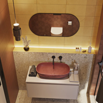 Umývadlo na dosku SAT Cemento 65x35 cm terakota bez prepadu CEM6535T