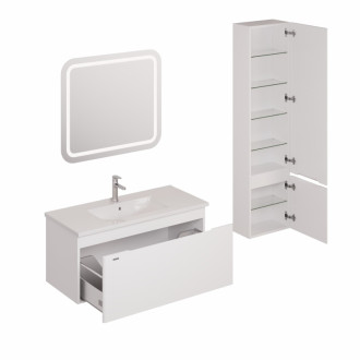 Kúpeľňová zostava s umývadlom vrátane umývadlovej batérie, vtoku a sifónu Naturel Ancona biela KSETANCONA3