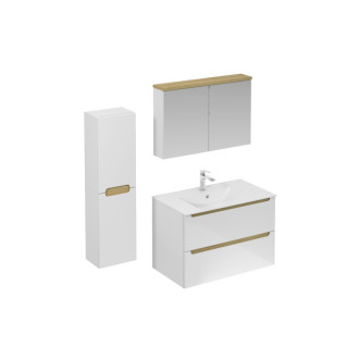 Kúpeľňová zostava s umývadlom vrátane umývadlovej batérie, vtoku a sifónu Naturel Stilla biela lesk KSETSTILLA004