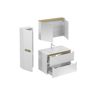 Kúpeľňová zostava s umývadlom vrátane umývadlovej batérie, vtoku a sifónu Naturel Stilla biela lesk KSETSTILLA004