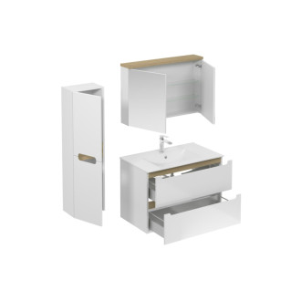 Kúpeľňová zostava s umývadlom vrátane umývadlovej batérie, vtoku a sifónu Naturel Stilla biela lesk KSETSTILLA004