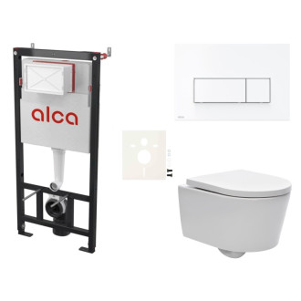 Cenovo zvýhodnený závesný WC set Alca do ľahkých stien / predstenová montáž + WC SAT Brevis SIKOASW7