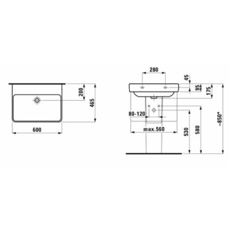 Umývadlo Laufen Pro S 60x46,5 cm bez otvoru pre batériu H8109630001091