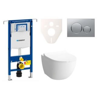 Cenovo zvýhodnený závesný WC set Geberit do ľahkých stien / predstenová montáž + WC Vitra Vitra Shift SIKOGES4N42
