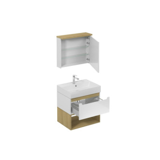 Kúpeľňová zostava s umývadlom vrátane umývadlovej batérie, vtoku a sifónu Naturel Stilla biela lesk KSETSTILLA010