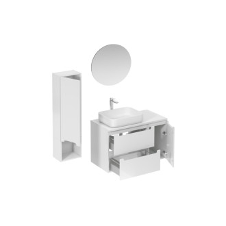 Kúpeľňová zostava s umývadlom vrátane umývadlovej batérie, vtoku a sifónu Naturel Stilla biela lesk KSETSTILLA019