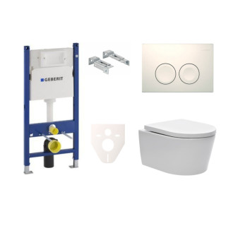 Cenovo zvýhodnený závesný WC set Geberit do ľahkých stien / predstenová montáž + WC SAT Brevis SIKOGES7W1S