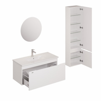 Kúpeľňová zostava s umývadlom vrátane umývadlovej batérie, vtoku a sifónu Naturel Ancona biela lesklá KSETANCONA4