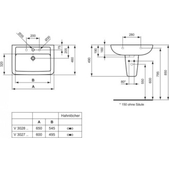 Umývadlo Ideal Standard Eurovit 60x46 cm otvor pre batériu uprostred V302701