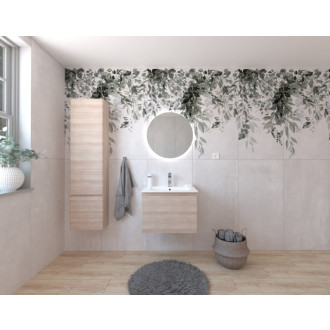 Kúpeľňová zostava s umývadlom vrátane umývadlovej batérie, vtoku a sifónu Naturel Ancona akácie KSETANCONA10