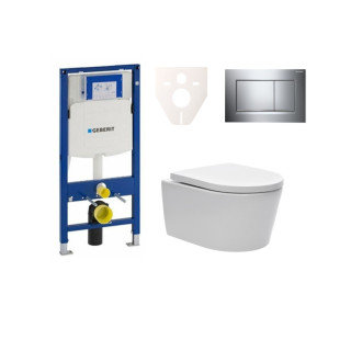 Cenovo zvýhodnený závesný WC set Geberit do ľahkých stien / predstenová montáž + WC SAT Brevis SIKOGES3W6