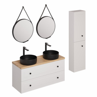 Kúpeľňová zostava s umývadlom vrátane umývadlovej batérie, vtoku a sifónu Naturel Forli biela KSETFORLI4