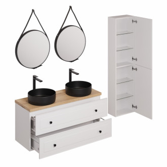 Kúpeľňová zostava s umývadlom vrátane umývadlovej batérie, vtoku a sifónu Naturel Forli biela KSETFORLI4