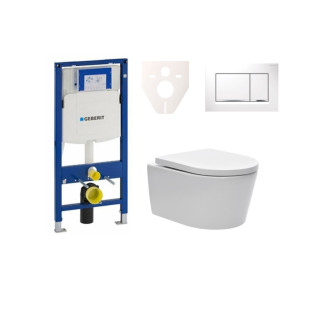 Cenovo zvýhodnený závesný WC set Geberit do ľahkých stien / predstenová montáž + WC SAT Brevis SIKOGES3W5