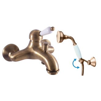 Vaňová batéria RAV SLEZÁK Labe so sprchovacím setom 150 mm stará mosadz L554.5/2SM