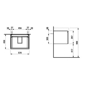 Kúpeľňová skrinka pod umývadlo Laufen Pro S 57x45x39 cm biela lesk H4833710964751