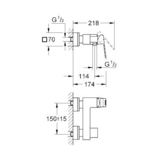 Sprchová batéria Grohe Eurocube bez sprchového setu chróm 23145000