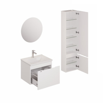 Kúpeľňová zostava s umývadlom vrátane umývadlovej batérie, vtoku a sifónu Naturel Ancona biela KSETANCONA12