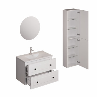 Kúpeľňová zostava s umývadlom vrátane umývadlovej batérie, vtoku a sifónu Naturel Forli biela lesk KSETFORLI12