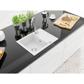 Mexen ENZO Jednodrez s odkvapom 576x465x174, granit biela 6506571005-20