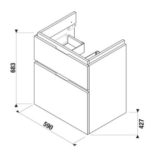 Kúpeľňová skrinka pod umývadlo Jika Cubito 59x42,7x68,3 cm dub H40J4234025191
