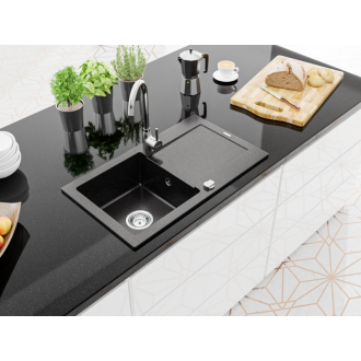 Mexen ARON Jednodrez s odkvapom 752x436x161, granit čierna-strieborná 6509751010-73
