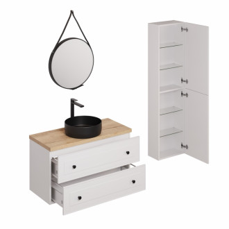 Kúpeľňová zostava s umývadlom vrátane umývadlovej batérie, vtoku a sifónu Naturel Forli biela KSETFORLI1