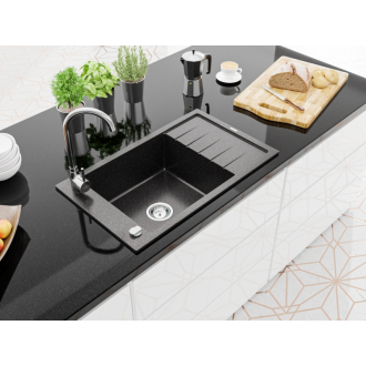 Mexen ELIAS Jednodrez s odkvapom 795x480x200, granit čierna 6511791005-76