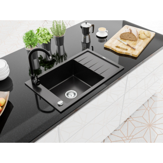 Mexen ELIAS Jednodrez s odkvapom 795x480x200, granit čierna 6511791005-77