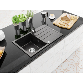 Mexen BRUNO Jednodrez s odkvapom 795x495x200, granit čierna 6513791010-76