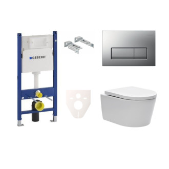 Cenovo zvýhodnený závesný WC set Geberit do ľahkých stien / predstenová montáž + WC SAT Brevis SIKOGES7W8S