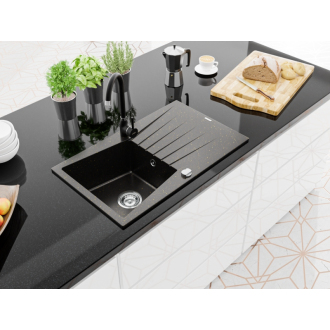 Mexen CESAR Jednodrez s odkvapom 775x470x190, granit čierna-zlatá 6514771010-75