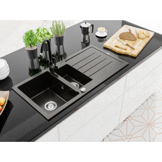 Mexen ANDRES Jednodrez s vaničkou 1000x500x200, granit čierna-zlatá 6515101510-75
