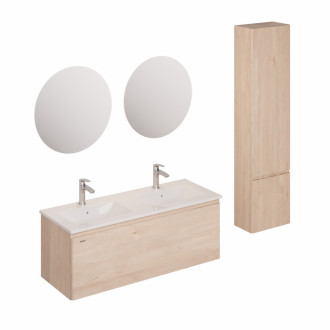 Kúpeľňová zostava s umývadlom vrátane umývadlovej batérie, vtoku a sifónu Naturel Ancona akácie KSETANCONA6