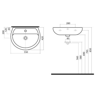 Umývadlo Bicykel Rekord 55x42 cm otvor pre batériu uprostred K91155000