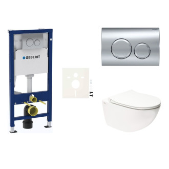 Cenovo zvýhodnený závesný WC set Geberit do ľahkých stien / predstenová montáž + WC SAT Infinitio SIKOGESINFD20