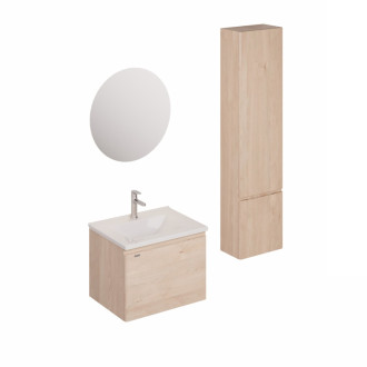 Kúpeľňová zostava s umývadlom vrátane umývadlovej batérie, vtoku a sifónu Naturel Ancona akácie KSETANCONA9