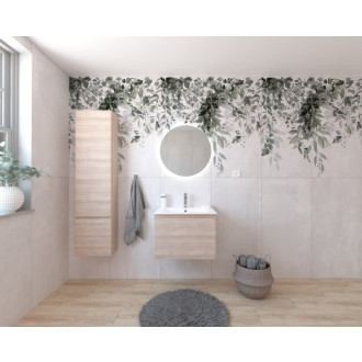 Kúpeľňová zostava s umývadlom vrátane umývadlovej batérie, vtoku a sifónu Naturel Ancona akácie KSETANCONA9