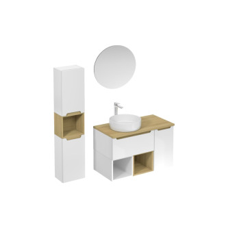 Kúpeľňová zostava s umývadlom vrátane umývadlovej batérie, vtoku a sifónu Naturel Stilla biela lesk KSETSTILLA013